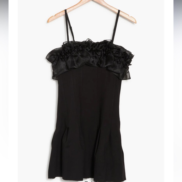 Bonheur D’Amour Ruffle Mini Dress Black Size L - Picture 2 of 10